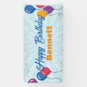 ハッピーバースデーパーティーバナーバルーン付きサイン 横断幕 (縦)