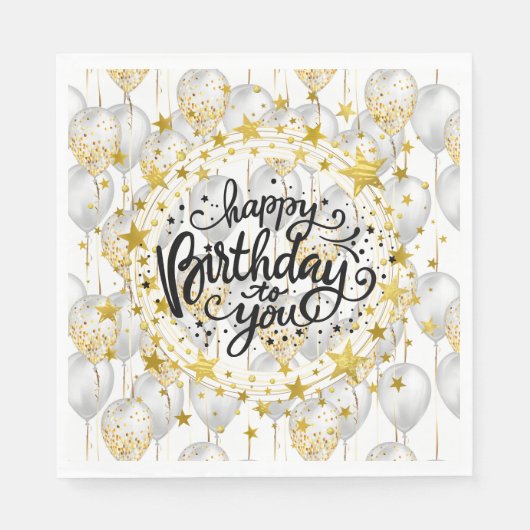 ハッピーバースデーパーティーバルーンナプキン スタンダードランチョンナプキン (正面)
