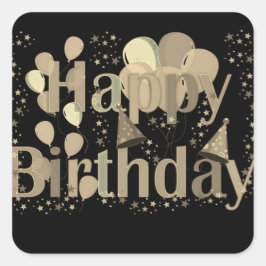 ハッピーバースデーパーティーバルーン スクエアシール