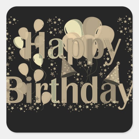 ハッピーバースデーパーティーバルーン スクエアシール (正面)