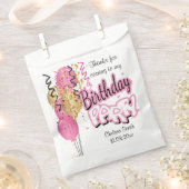 ハッピーバースデーパーティーバルーン – ピンク フェイバーバッグ (クリップ留めされた状態)