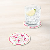 ハッピーバースデーパーティーピンクサーカス動物クラッカー ラウンドペーパーコースター (インサイチュ)