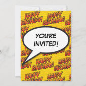 ハッピーバースデーパーティーファンコミックモダンあらゆる年齢 招待状 (裏面)