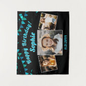 ハッピーバースデーパーティーフォトコラージュおもしろい背景 タペストリー (正面)