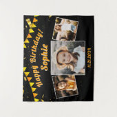 ハッピーバースデーパーティーフォトコラージュ楽しい背景 タペストリー (正面)