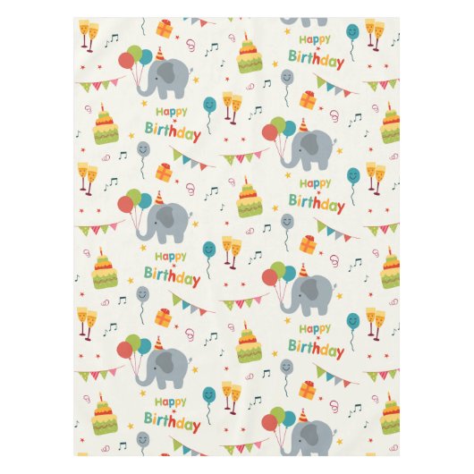 ハッピーバースデーパーティープリント テーブルクロス (正面)