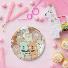 ハッピーバースデーパーティーベア ペーパープレート