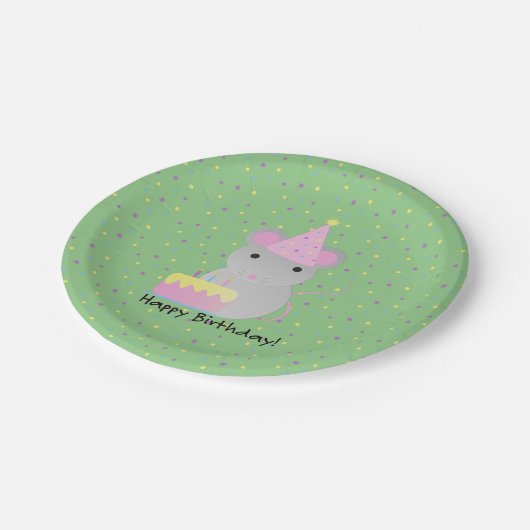 ハッピーバースデーパーティーマウス ペーパープレート (アングル)