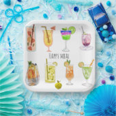 ハッピーバースデーパーティーユニークカクテルイメージホワイト ペーパープレート (パーティー)