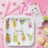 ハッピーバースデーパーティーユニークカクテルイメージホワイト ペーパープレート (パーティー)