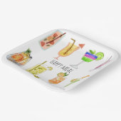 ハッピーバースデーパーティーユニークカクテルイメージホワイト ペーパープレート (傾斜あり)