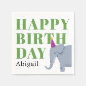 ハッピーバースデーパーティー動物象の名前 スタンダードカクテルナプキン (正面)