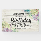 ハッピーバースデーパーティー多肉質素朴ウッドウェルカム 横断幕 (横)