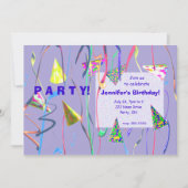 ハッピーバースデーパーティー帽子 招待状 (正面)