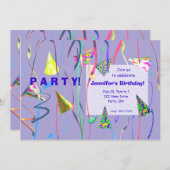 ハッピーバースデーパーティー帽子 招待状 (正面/裏面)