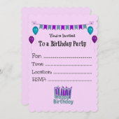 ハッピーバースデーパーティー招待状 招待状 (正面/裏面)