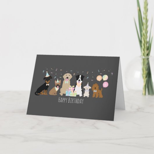 ハッピーバースデーパーティー犬 カード (正面)