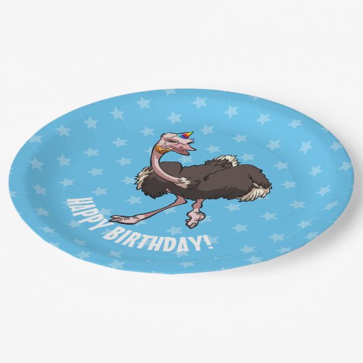 ハッピーバースデーパーティー踊りカートゥーンダリッチ ペーパープレート (アングル)