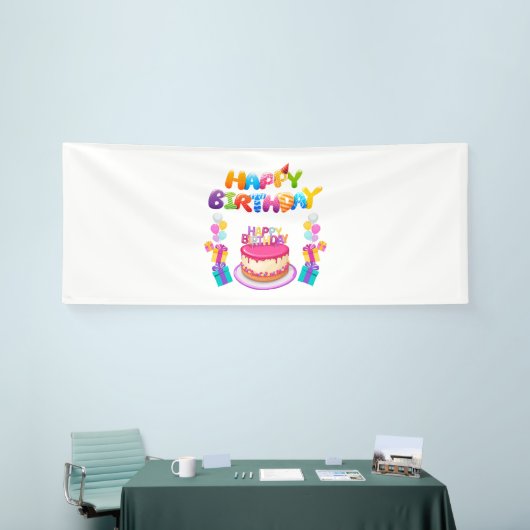 ハッピーバースデーパーティー コンフェッティ 4x10 ビニールバナー 横断幕 (トレードショー)