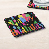 ハッピーバースデーパーティー スクエアペーパーコースター (アングル)