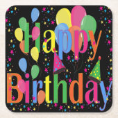 ハッピーバースデーパーティー スクエアペーパーコースター (正面)