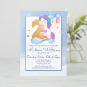 ハッピーバースデーパーティー |第2誕生日パステルユニコーン 招待状 (スタンド正面)