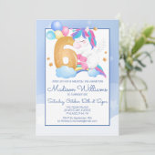 ハッピーバースデーパーティー |第6誕生日ユニコーン 招待状 (スタンド正面)