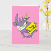 ハッピーバースデーパーティーrhinoの漫画 カード (黄色い花)