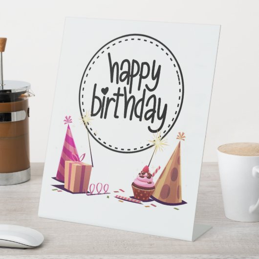ハッピーバースデーパーティ看板 台座サイン (インサイチュ)