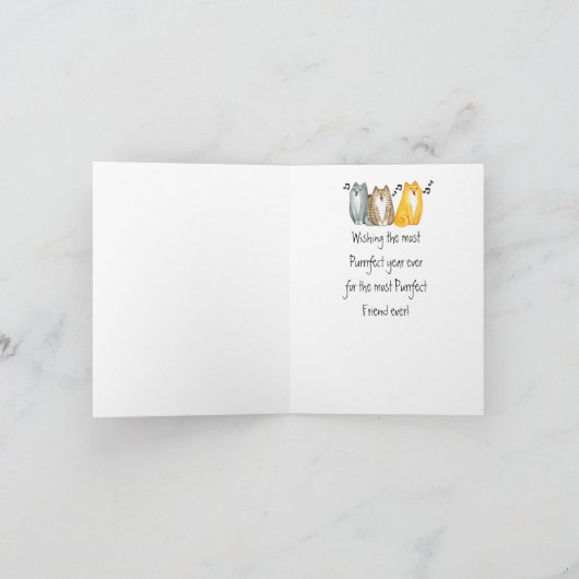 ハッピーバースデーパーフェクトフレンドリーにかわいい猫たち カード (内部)