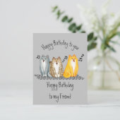 ハッピーバースデーパーフェクトフレンドリーにかわいい猫たち ポストカード (スタンド正面)