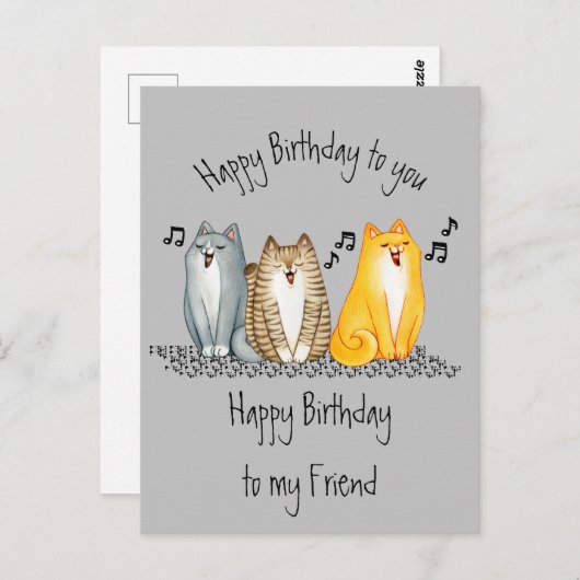 ハッピーバースデーパーフェクトフレンドリーにかわいい猫たち ポストカード (正面/裏面)
