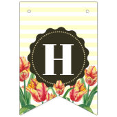 ハッピーバースデーパープルアイリス白黒水玉模様 バンティングフラッグ (第2の旗)