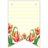 ハッピーバースデーパープルアイリス白黒水玉模様 バンティングフラッグ (第1の旗)