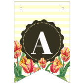 ハッピーバースデーパープルアイリス白黒水玉模様 バンティングフラッグ (第3の旗)