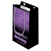 ハッピーバースデーパープルグリッタースパークル スモールペーパーバッグ (正面アングル)