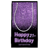 ハッピーバースデーパープルグリッタースパークル スモールペーパーバッグ (正面)