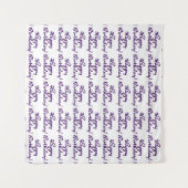 ハッピーバースデーパープルスクリプトセルフィーバックグラウンド タペストリー (正面(横))