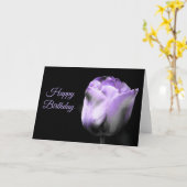 ハッピーバースデーパープルチューリップカスタマイズ** カード (黄色い花)