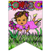 ハッピーバースデーパープルフェアリー旗 バンティングフラッグ (第1の旗)