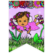 ハッピーバースデーパープルフェアリー旗