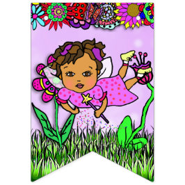 ハッピーバースデーパープルフェアリー旗 バンティングフラッグ