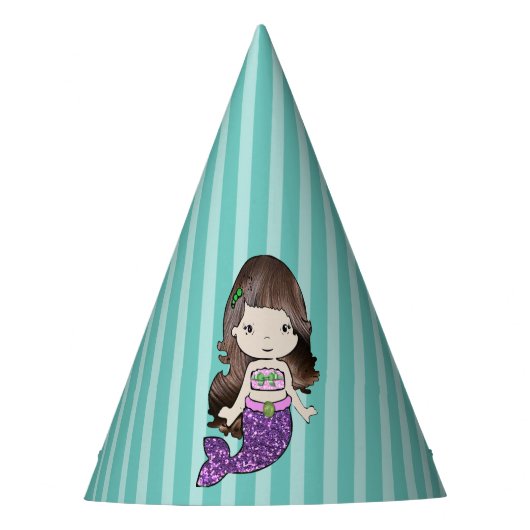 ハッピーバースデーパープルマーメイド誕生日ハット パーティーハット (正面)