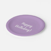 ハッピーバースデーパープル薄紫誕生日パーティー ペーパープレート (アングル)