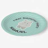 ハッピーバースデーヒッポパーティー動物 ペーパープレート (アングル)