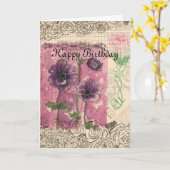 ハッピーバースデービクトリアンフラワーコラージアートカード カード (黄色い花)