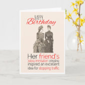 ハッピーバースデービクトリアン、ユーモア、ゼブラ交差点。 カード (黄色い花)