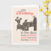 ハッピーバースデービクトリアン、ユーモア、消臭剤、 カード (黄色い花)