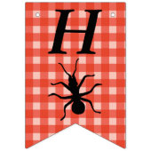 ハッピーバースデービッグブラックアントレッドホワイトプレイド バンティングフラッグ (第1の旗)