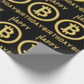 ハッピーバースデービットコイン金ゴールド包装紙 ラッピングペーパー (角)